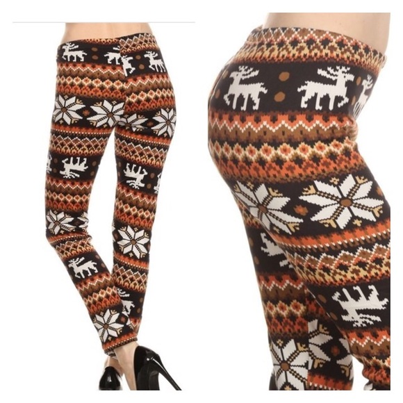 Soft Snowflake Reindeer Leggings - Picture 5 of 6